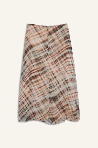 Pencil Skirt Printed Chiffon Lined Normal Waist Midi Skirt