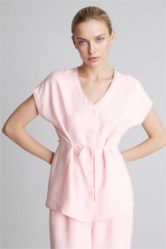 Женщины Светло-розовый Relax Fit Short Sleeve Shirt