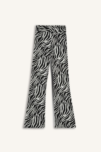 Fitted Zebra Print Flared Trousers