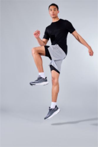 Men Light Grey Standard Fit Sports Shorts
