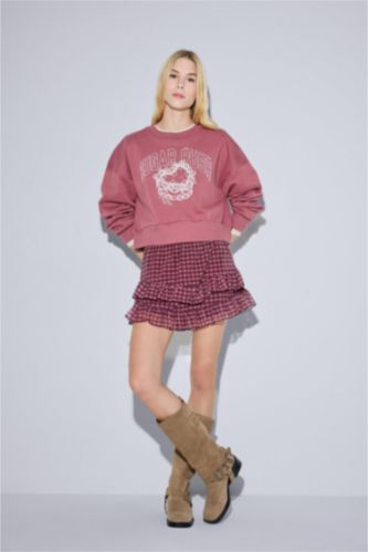 Coool Plaid Tulle Combed Lining Normal Waist Mini Knitted Skirt