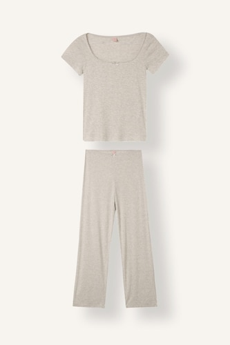 Ultra Yumuşak Regular Fıt Kısa Kollu Pijama Takımı