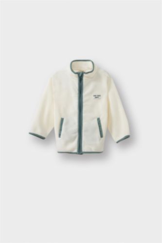 Baby Boy Woven Label Zippered Polar Fleece Cardigan