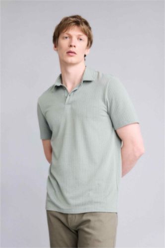 Erkek Haki Standart Fıt Polo Yaka Kısa Kollu Polo Tişört