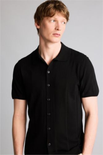 Erkek Siyah Kısa Kollu Polo Tişört