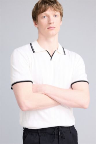 Man White Man Short Sleeve Polo T-Shirt