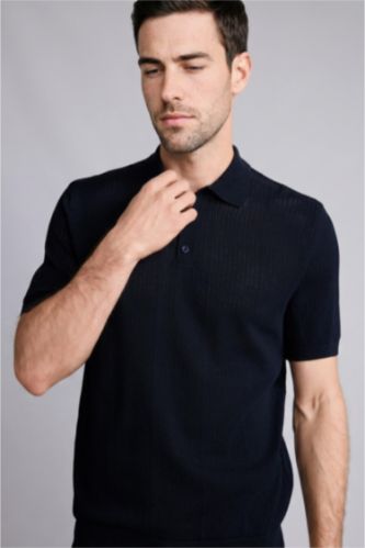 Erkek Lacivert Standart Fit Kısa kollu Polo Tişört
