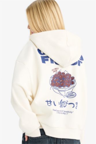 Coool Kapüşonlu Sırt Baskılı Sweatshirt