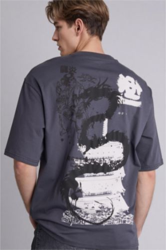 Мужчины Антрацит Boxy Fit Short Sleeve T-Shirt