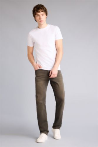 رجال كاكي فاتح بنطرون جينز سيرجيو قصة عادية ملمس ناعم