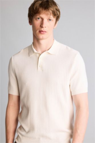 Erkek Ekru Kısa Kollu Polo Tişört