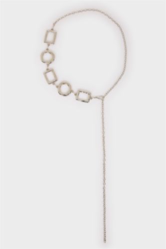 Kadın Silver Kare-Yuvarlak Detaylı Metal Kemer