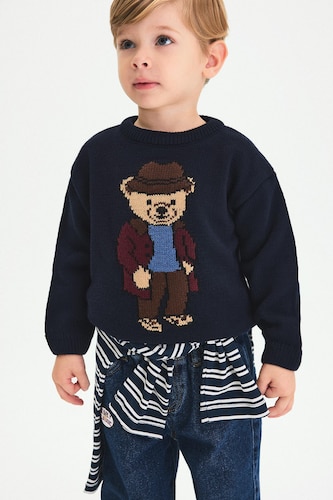 Pull en tricot imprimé ourson pour bébé garçon