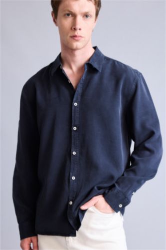 Мужчины Синий Рубашка Regular Fit