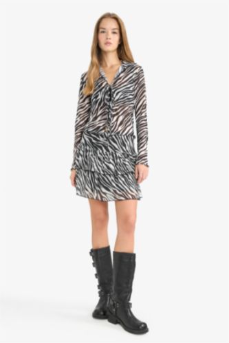 Coool Zebra Desenli Normal Bel Tül Mini Etek