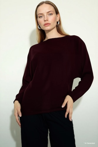 Women Dark Bordeaux Knitwear Pullover