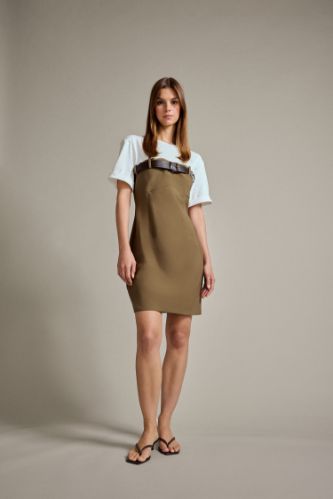 Bisiklet Yaka Kemer Detaylı Kısa Kollu Mini Elbise