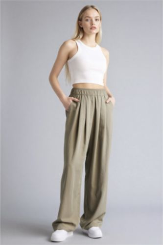 Әйелдерге хаки кең аяқ Шалбар