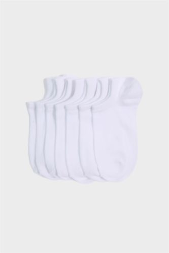 Kadın Beyaz Kadın 7'li Pamuklu Sneaker Çorap