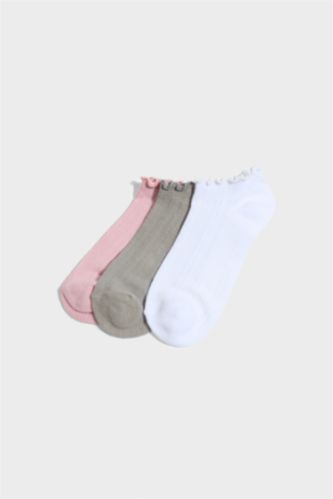 FEMME Karma Lot de 3 Chaussettes invisibles en coton à volants pour femme