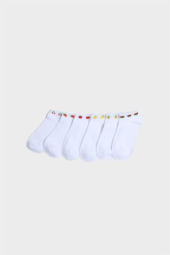 Woman White 7 piece Cotton Short Socks
