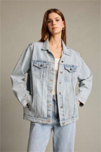 Düğmeli Cepli Denim Ceket