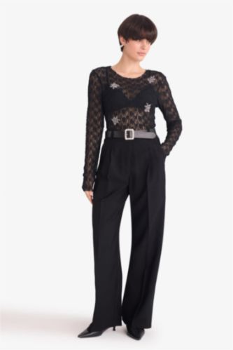 Straight Fit Yüksek Bel Düz Paça Tensel Pantolon