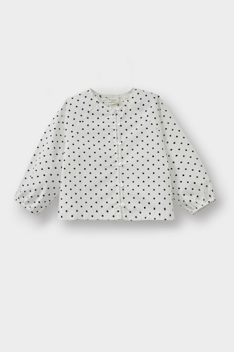 Baby Girl Polka Dot Raglan Sleeve Poplin Long Sleeve Shirt