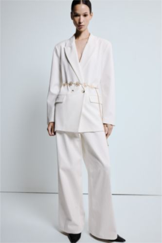 Kadın Gold Çiçek Temalı Metal Zincir Kemer