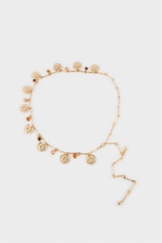 Kadın Gold Sallantılı Metal Zincir Kemer