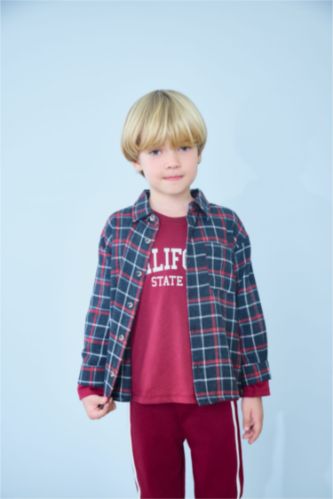 Erkek Bebek Ekose Desenli Flanel Uzun Kollu Gömlek