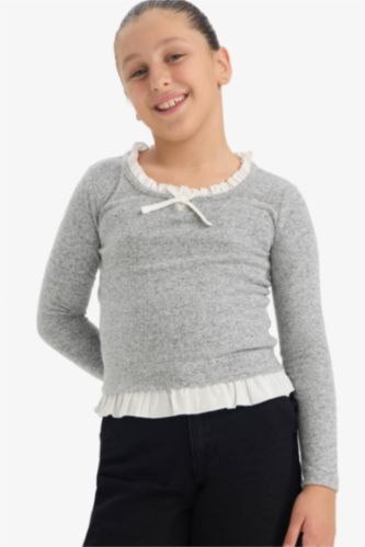 Kız Çocuk Relax Fit Uzun Kollu Tişört