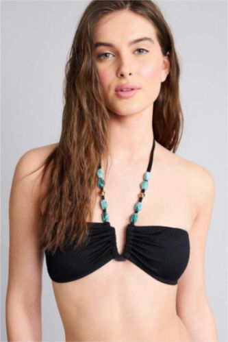 Әйелдерге қара Regular Fit кринкл мата бикини үсті