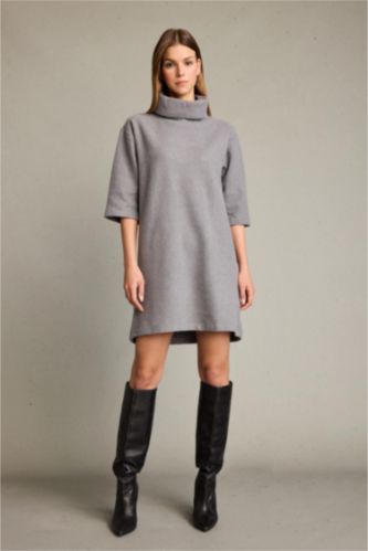 Balıkçı Yaka Yarım Kollu Mini Elbise