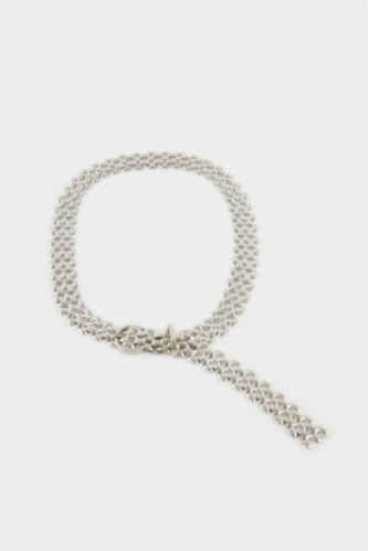 Kadın Silver İki Sıralı Metal Zincir Kemer