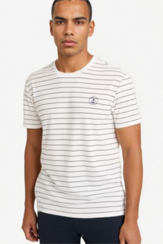 رجال كحلي تيشيرت رياضة نص كم قصة عادية برقبة مستديرة