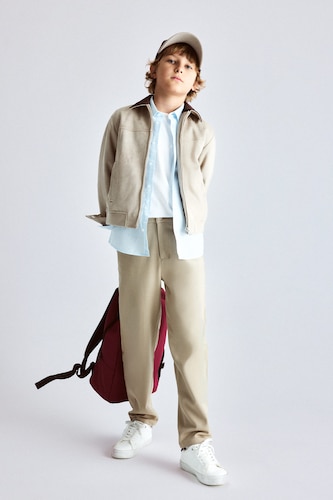 GARÇONS Beige Pantalon à jambes droites extensible Coupe régulière pour garçon
