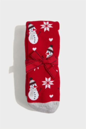 Kadın Yılbaşı Temalı 2'li Pamuklu Uzun Çorap