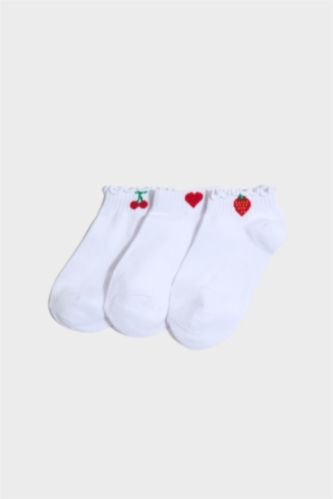FILLES Blanc Lot de 3 Chaussettes invisibles en coton pour fille