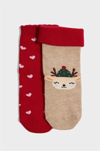 Baby Girl Christmas Themed Seamless 2 Piece Cotton Long Socks