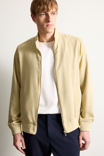 MAN Beige Regular Fit High Neck Zip-Up Jacket