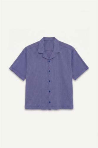 Men NAVY Boxy Fit Wowen Fabrics Short Sleeve Shirt
