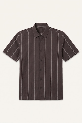 100% Cotton Striped Brown Shirt