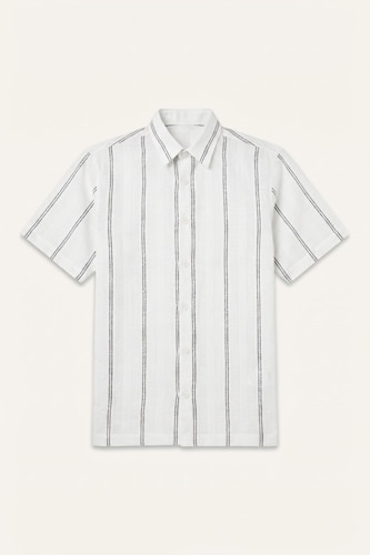 100% Cotton Striped Ecru Shirt
