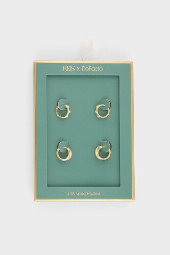 Reis X DeFacto 2'li Gold Küpe