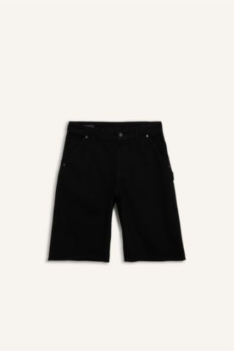 Erkek Siyah Baggy Fıt Bermuda