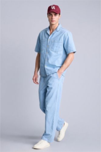 Erkek Açık Mavi Baggy Fıt Pantolon