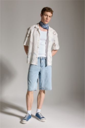 Men Light Blue Baggy Fit
