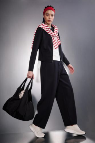 نساء أسود بنطرون بجامة رياضي قماش سكوبا باريل فيت قصة عادية