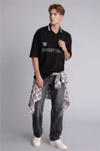 Erkek Gri Baggy Fıt Pantolon